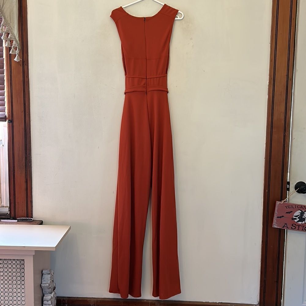 Pretty little thing rust crepe square neck cut out jumpsuit Size 6 New - Picture 5 of 12